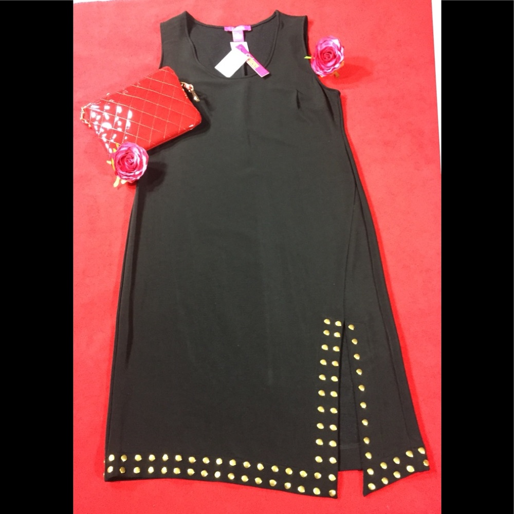 🌷New PriceCut🌷NWTBlack midi-left slit metal dots